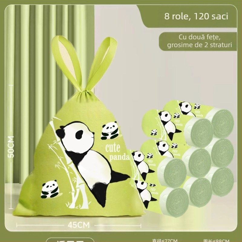 Sac de gunoi cu șnur de rupere, stil Panda, iepure, stil național, extracție, îngroșat, sac de curățare, închidere, ghiozdan de bucătărie, rulat și înșirat