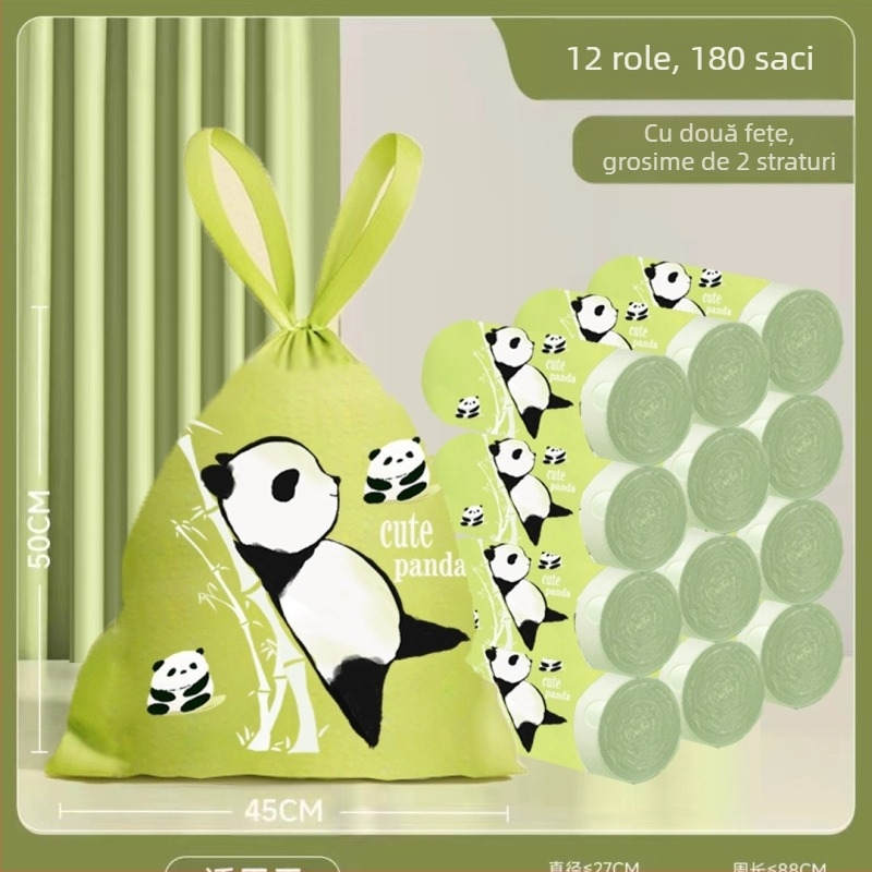 Sac de gunoi cu șnur de rupere, stil Panda, iepure, stil național, extracție, îngroșat, sac de curățare, închidere, ghiozdan de bucătărie, rulat și înșirat
