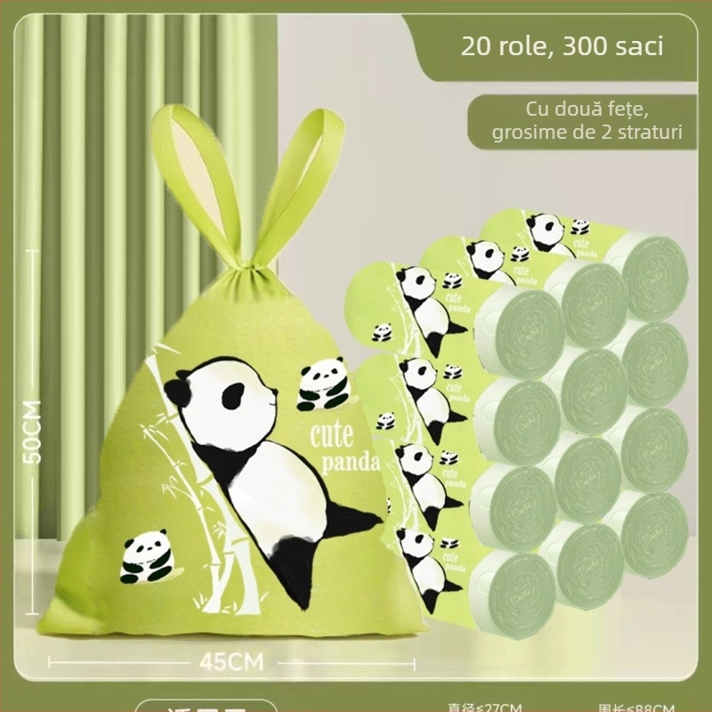 Sac de gunoi cu șnur de rupere, stil Panda, iepure, stil național, extracție, îngroșat, sac de curățare, închidere, ghiozdan de bucătărie, rulat și înșirat