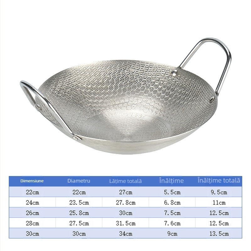 Fabrică directă din lot, antiaderent, îngroșat, din oțel inoxidabil, structură de fagure, oală mică, oală uscată, oală de uz casnic, restaurant, oală comercială, bar Ding