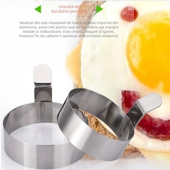 Omletă rotundă din oțel inoxidabil 304 îngroșată, mucegai pentru omletă, inel creativ pentru omletă, model de ou prăjit