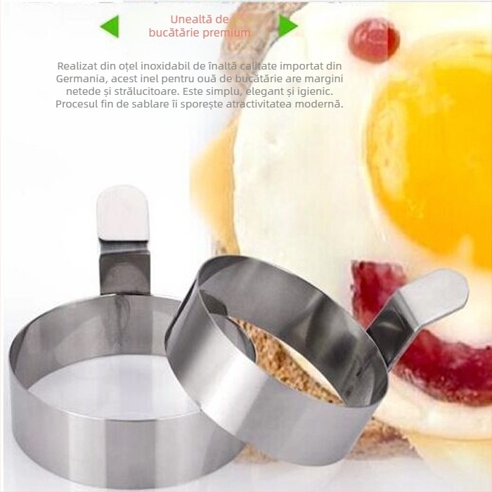 Omletă rotundă din oțel inoxidabil 304 îngroșată, mucegai pentru omletă, inel creativ pentru omletă, model de ou prăjit