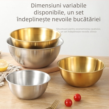 Bol de salată coreean din oțel inoxidabil, bol pentru ouă, cu coacere la cântar și bazin de gătit de uz casnic, bazin de amestecare rece, bol cu tăiței reci