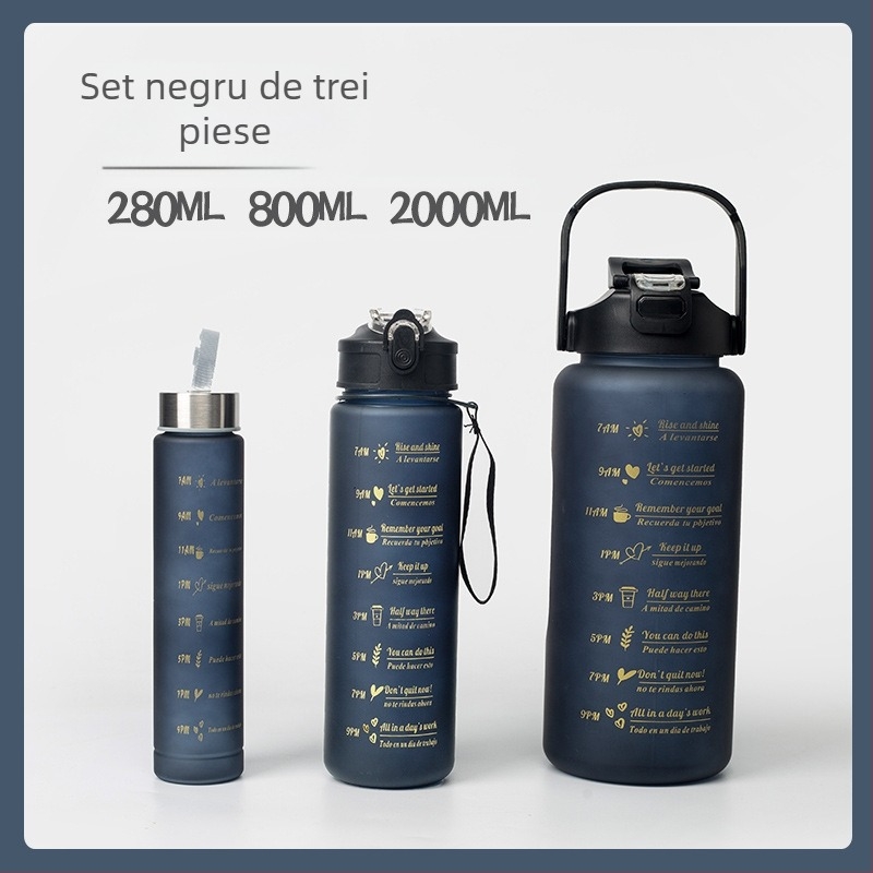 Cană de apă sport transfrontalieră, vară, cu capacitate mare, set de trei piese, ceainic, paie, cană spațială, cană de plastic, en-gros