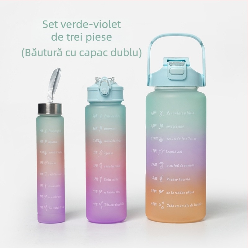 Cană de apă sport transfrontalieră, vară, cu capacitate mare, set de trei piese, ceainic, paie, cană spațială, cană de plastic, en-gros