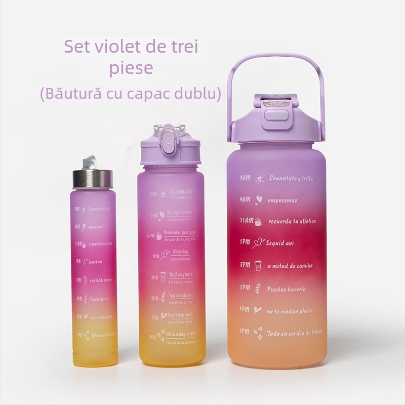 Cană de apă sport transfrontalieră, vară, cu capacitate mare, set de trei piese, ceainic, paie, cană spațială, cană de plastic, en-gros