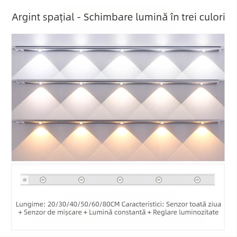 1 buc Smart LED senzor de lumină pentru corpul uman, ochi de pisică, deal, reîncărcabilă, autoadeziv, dulap de vin, dulap, bandă de lumină portabilă