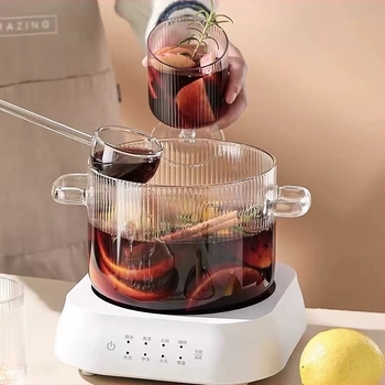 Oală de tocană cu dungi de urs, îngroșată, capacitate mare, cu dublu mâner, oală de lapte din sticlă transparentă, bol cu tăiței instant, oală de sticlă de mare valoare