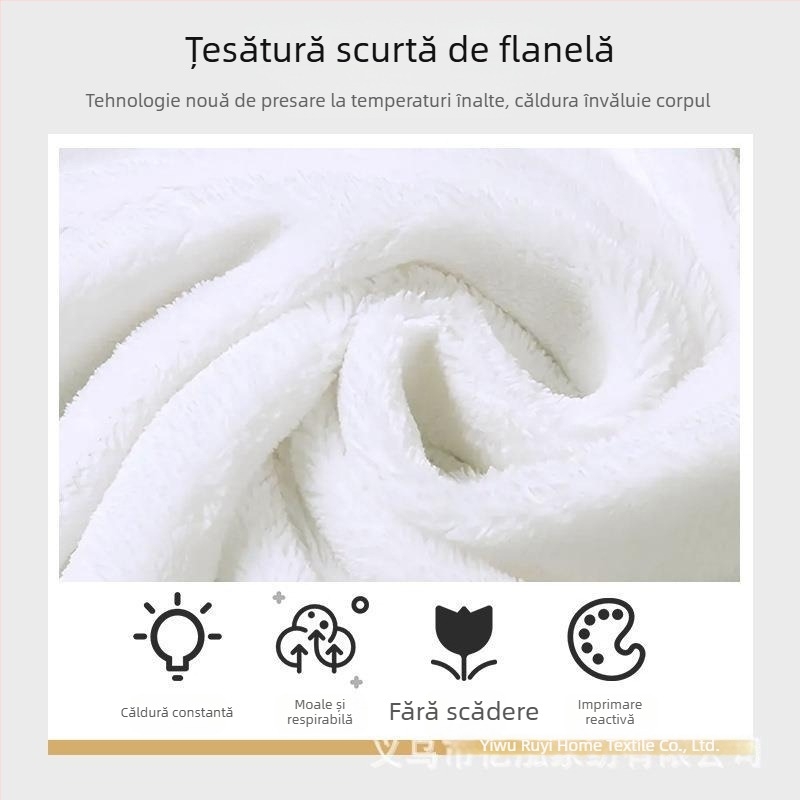 Pătură de pisică drăguță cu imprimare digitală, greutate mare, îngroșată, caldă, pătură de camping în aer liber, flanel