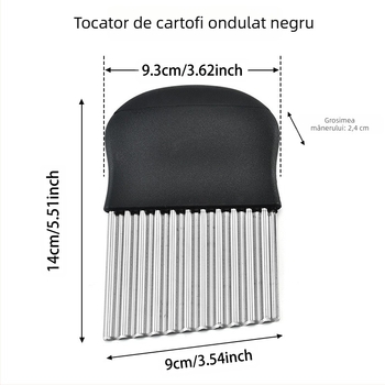 Tăietor de cartofi ondulat din oțel inoxidabil 430 îngroșat, cuțit ondulat, cuțit zimțat pentru tăierea cartofilor prăjiți, ustensile de bucătărie