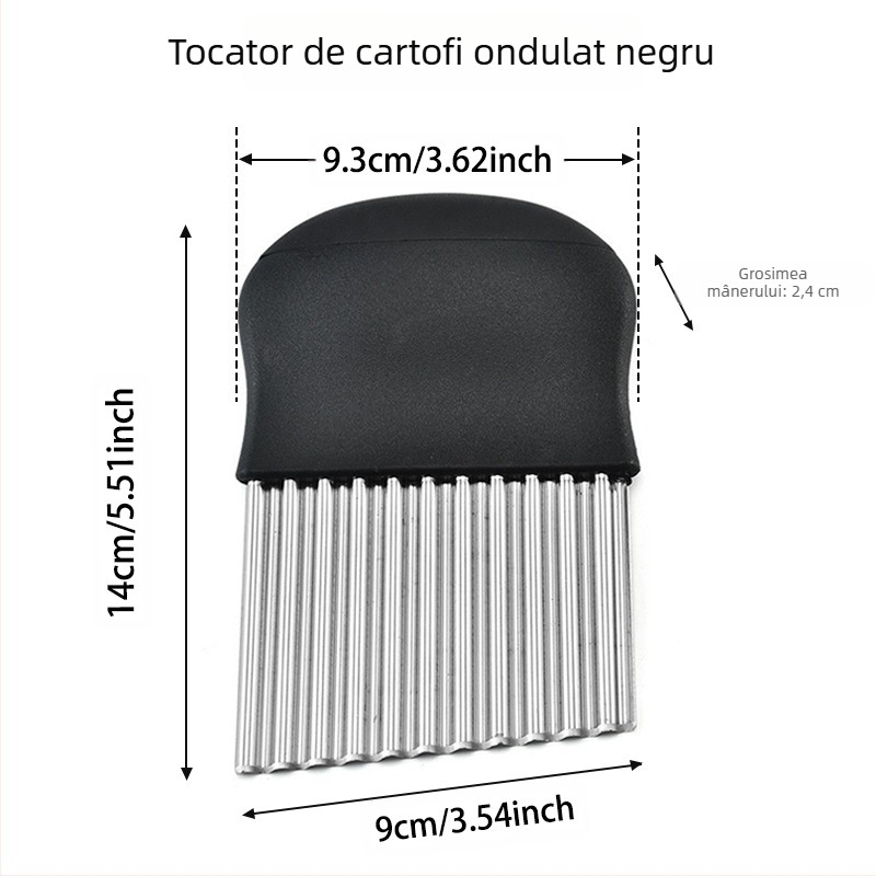 Tăietor de cartofi ondulat din oțel inoxidabil 430 îngroșat, cuțit ondulat, cuțit zimțat pentru tăierea cartofilor prăjiți, ustensile de bucătărie
