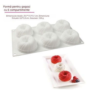 Nou în stoc, formă de tort din silicon cu 6 turbine, desert francez, bilă de cânepă, formă mare de mousse de lână, formă mare de blană
