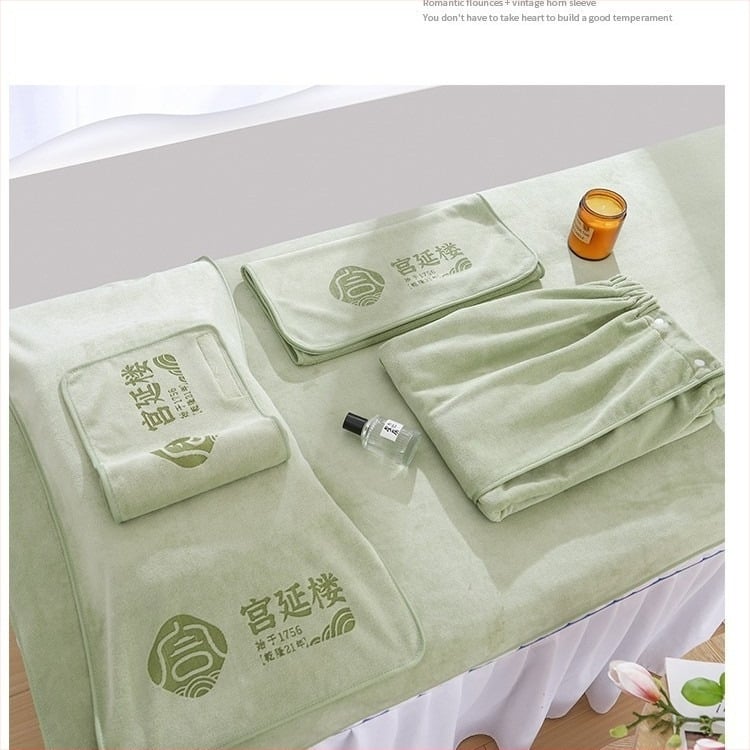 Prosop de salon de înfrumusețare din microfibră, logo personalizat, Velcro, fără scame, pentru gestionarea pielii, set de trei piese