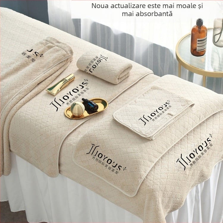 Prosop de salon de înfrumusețare din microfibră, logo personalizat, Velcro, fără scame, pentru gestionarea pielii, set de trei piese