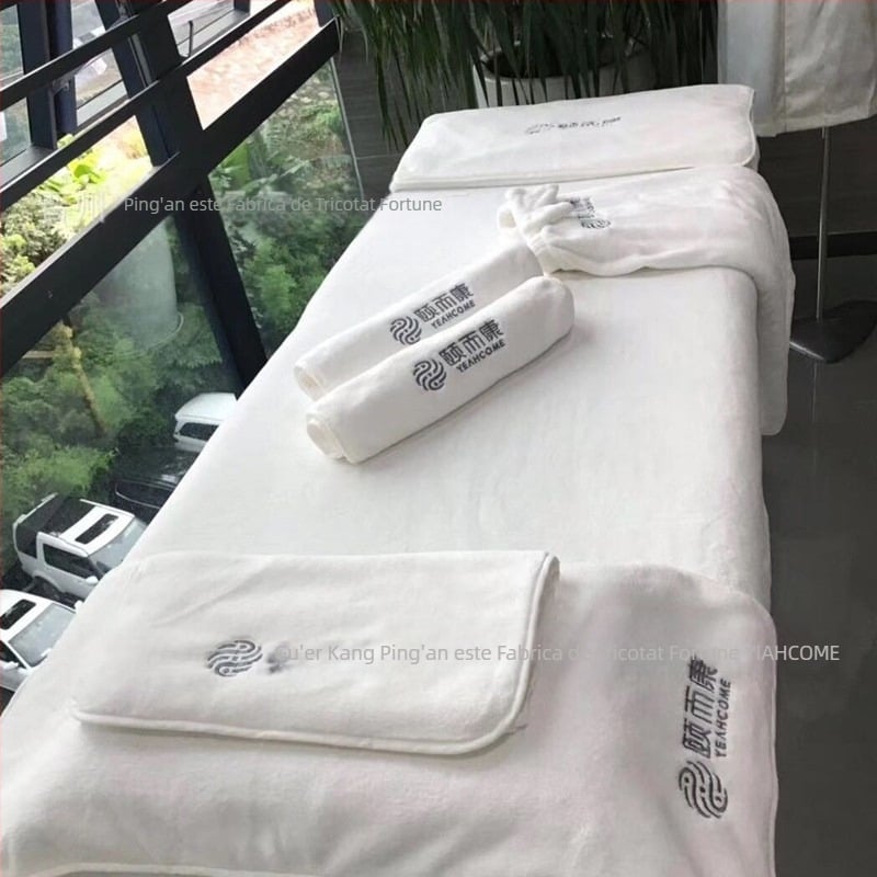 Prosop de salon de înfrumusețare din microfibră, logo personalizat, Velcro, fără scame, pentru gestionarea pielii, set de trei piese