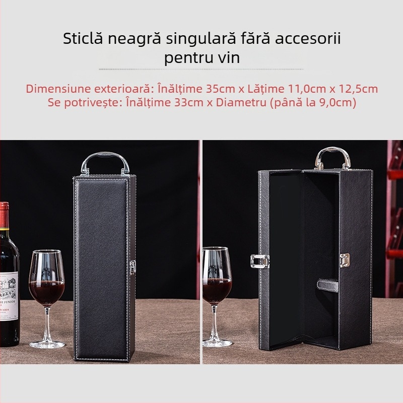 Cutie cadou pentru ambalaj vin roșu, cutie individuală, 2 perechi, cutie din piele, cutie goală pentru vin de înaltă calitate, cutie de lux