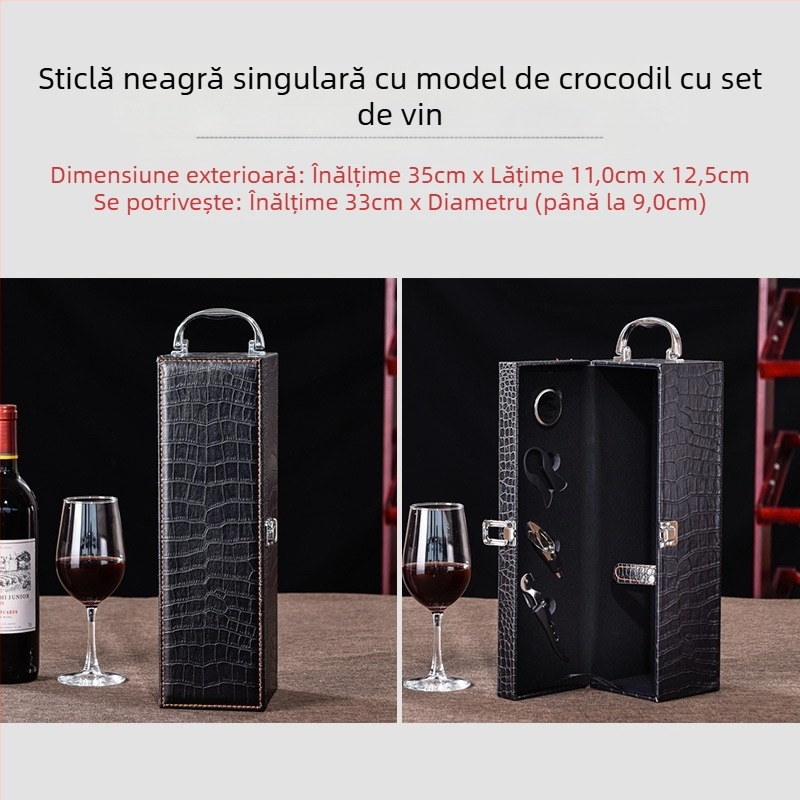 Cutie cadou pentru ambalaj vin roșu, cutie individuală, 2 perechi, cutie din piele, cutie goală pentru vin de înaltă calitate, cutie de lux
