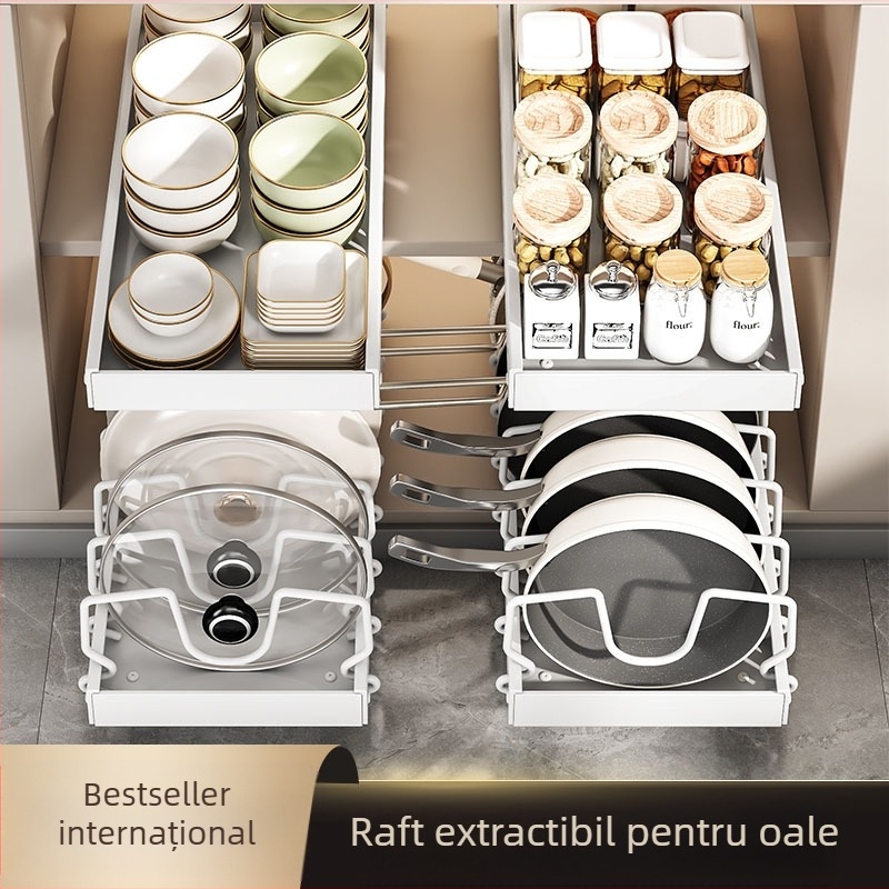 Bucătărie depozitare capac raft reglabil oală Placer oală raft blat dulap farfurie raft de depozitare extractibil