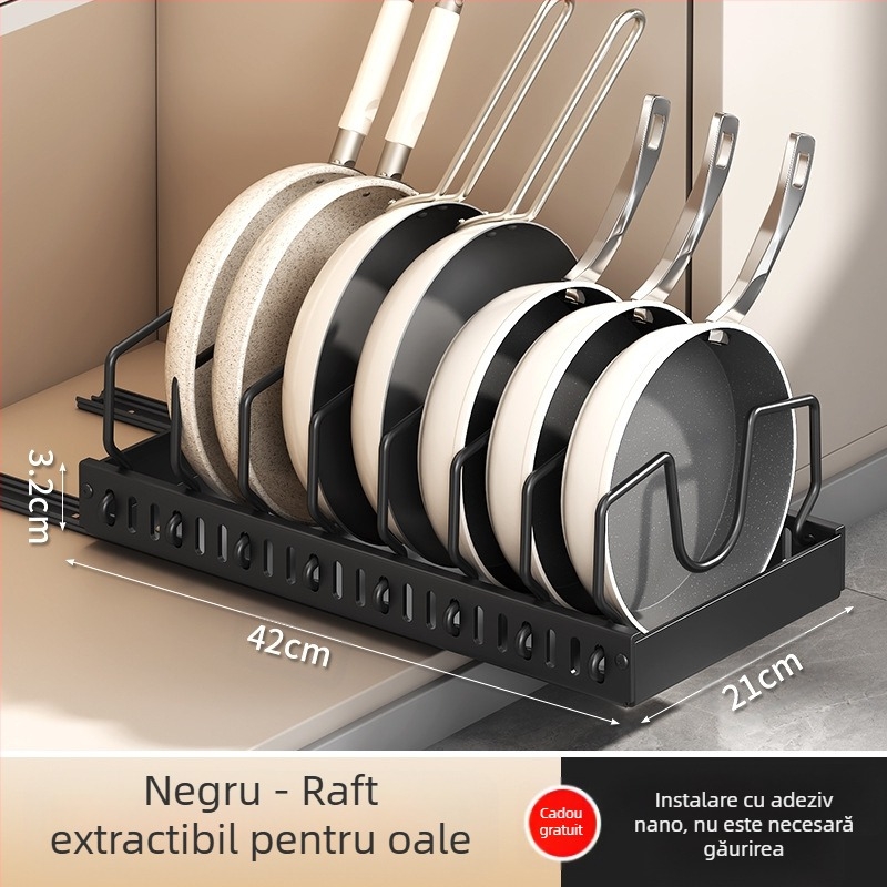 Bucătărie depozitare capac raft reglabil oală Placer oală raft blat dulap farfurie raft de depozitare extractibil