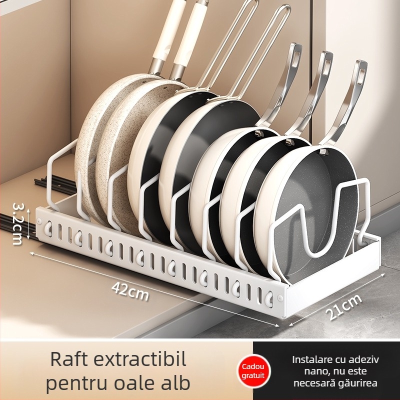 Bucătărie depozitare capac raft reglabil oală Placer oală raft blat dulap farfurie raft de depozitare extractibil