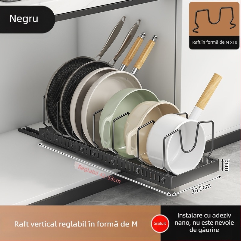 Bucătărie depozitare capac raft reglabil oală Placer oală raft blat dulap farfurie raft de depozitare extractibil