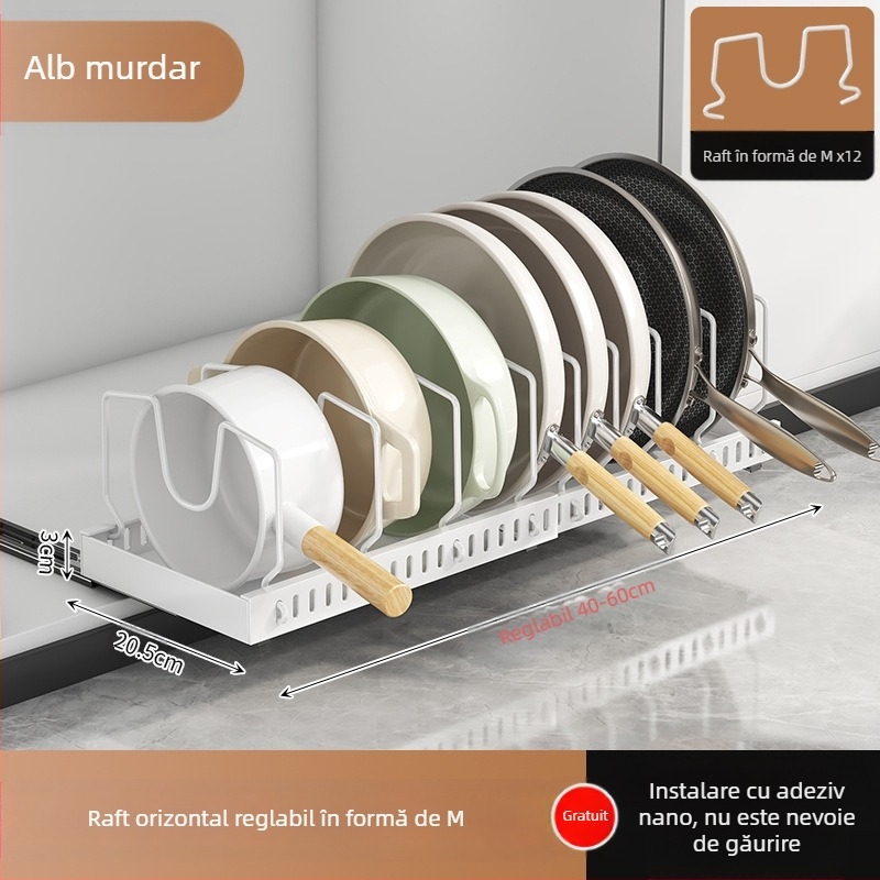 Bucătărie depozitare capac raft reglabil oală Placer oală raft blat dulap farfurie raft de depozitare extractibil