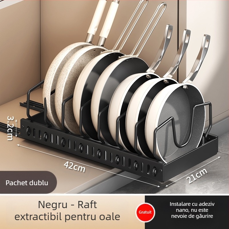 Bucătărie depozitare capac raft reglabil oală Placer oală raft blat dulap farfurie raft de depozitare extractibil