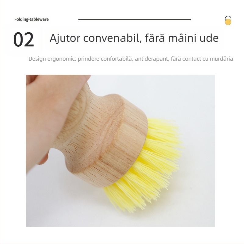 Perie din lemn, perie de curățare multifuncțională pentru bucătărie, perie de ulei pentru oală, perie de aragaz, perie de vase pentru bol, ustensile de bucătărie