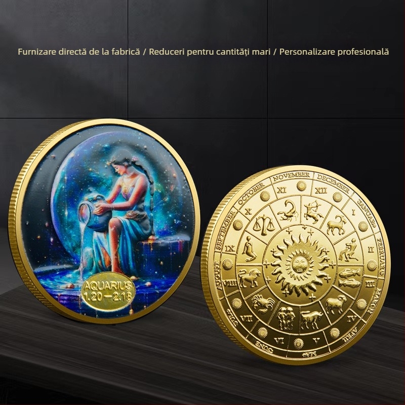 Douăsprezece constelații monede comemorative comerț exterior metal relief culoare medalii comemorative constelații monede de colecție furnizori transfrontalieri