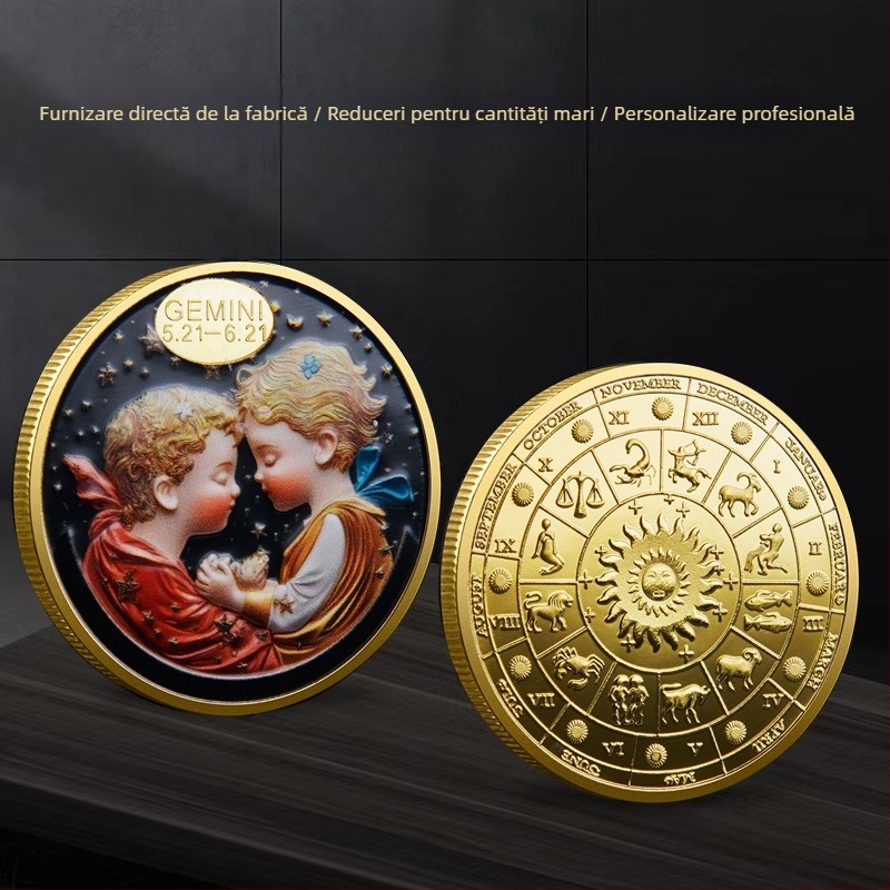 Douăsprezece constelații monede comemorative comerț exterior metal relief culoare medalii comemorative constelații monede de colecție furnizori transfrontalieri