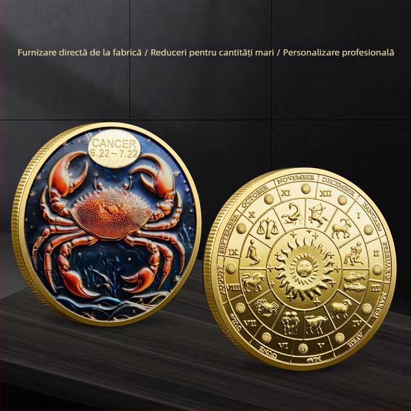 Douăsprezece constelații monede comemorative comerț exterior metal relief culoare medalii comemorative constelații monede de colecție furnizori transfrontalieri