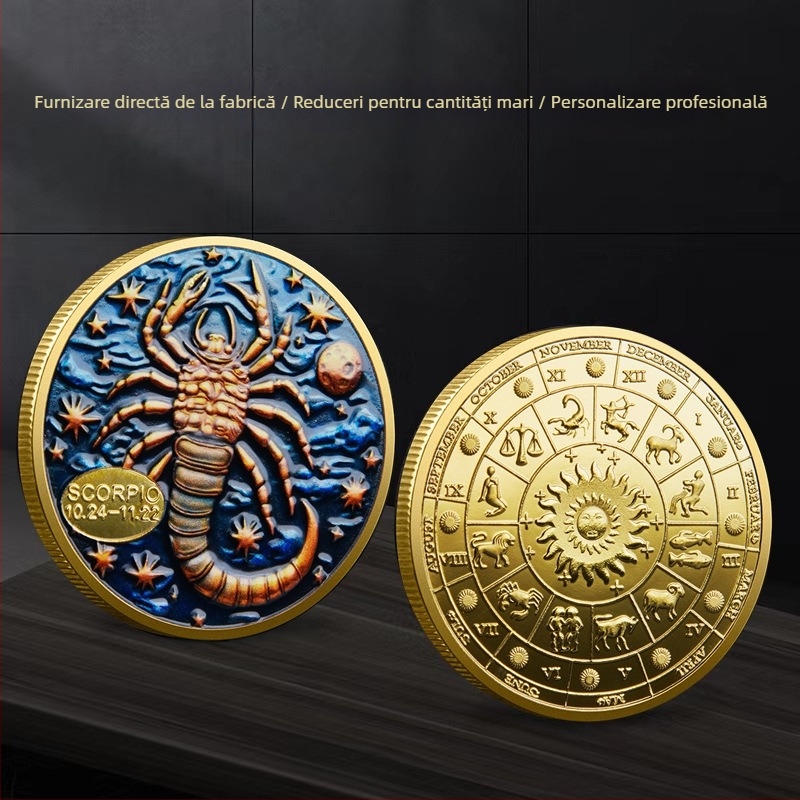 Douăsprezece constelații monede comemorative comerț exterior metal relief culoare medalii comemorative constelații monede de colecție furnizori transfrontalieri