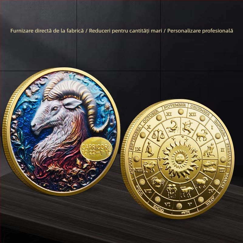 Douăsprezece constelații monede comemorative comerț exterior metal relief culoare medalii comemorative constelații monede de colecție furnizori transfrontalieri