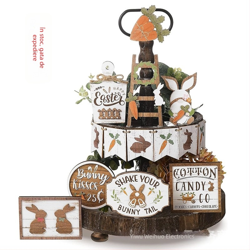 Tavă stratificată de Paște, meșteșuguri decorative din lemn, morcov, iepure, semn, desktop, bucătărie, ornament clasic
