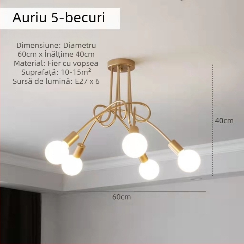 Lampă de tavan nouă, scandinavă modernă, simplă, creativă, caldă, pentru internet, celebră, populară, pentru dormitor matrimonial, bar, culoar, sufragerie, sufragerie