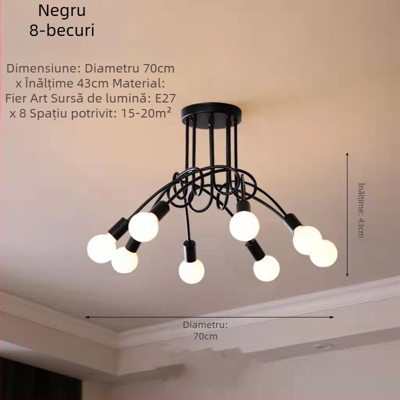 Lampă de tavan nouă, scandinavă modernă, simplă, creativă, caldă, pentru internet, celebră, populară, pentru dormitor matrimonial, bar, culoar, sufragerie, sufragerie