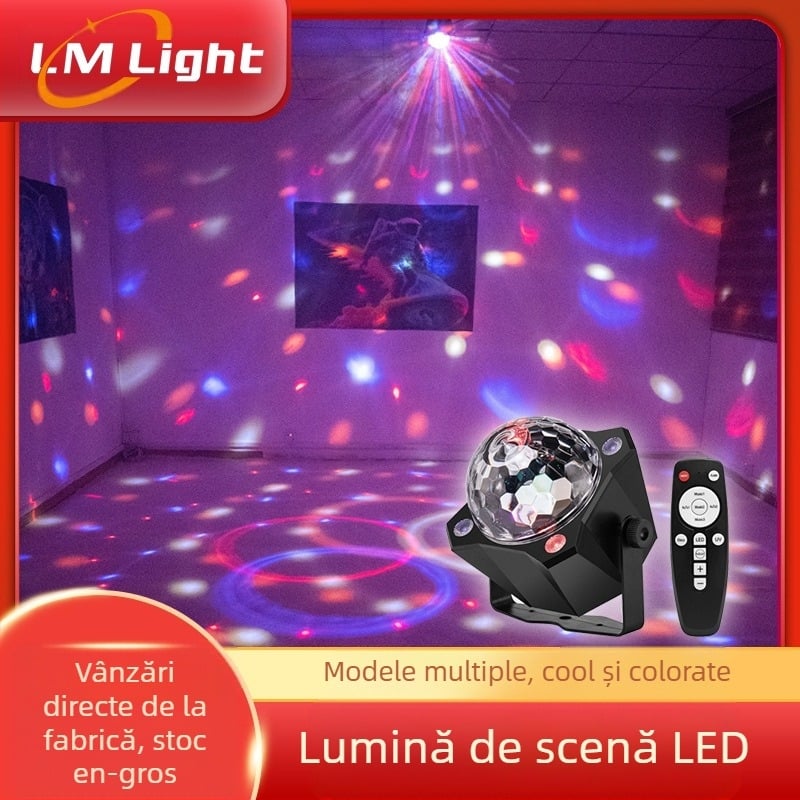 Noua lumină cu bilă magică cu telecomandă LED pentru mașină, lumină de scenă pentru acasă, cameră privată, ktv, bar, lumină de scenă transfrontalieră