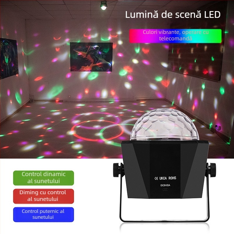 Noua lumină cu bilă magică cu telecomandă LED pentru mașină, lumină de scenă pentru acasă, cameră privată, ktv, bar, lumină de scenă transfrontalieră