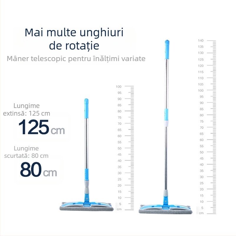 Mop plat rotativ leneș pentru uz casnic, dropshipping, pentru podele din lemn, mop umed și uscat cu dublă utilizare, cu clemă de pânză