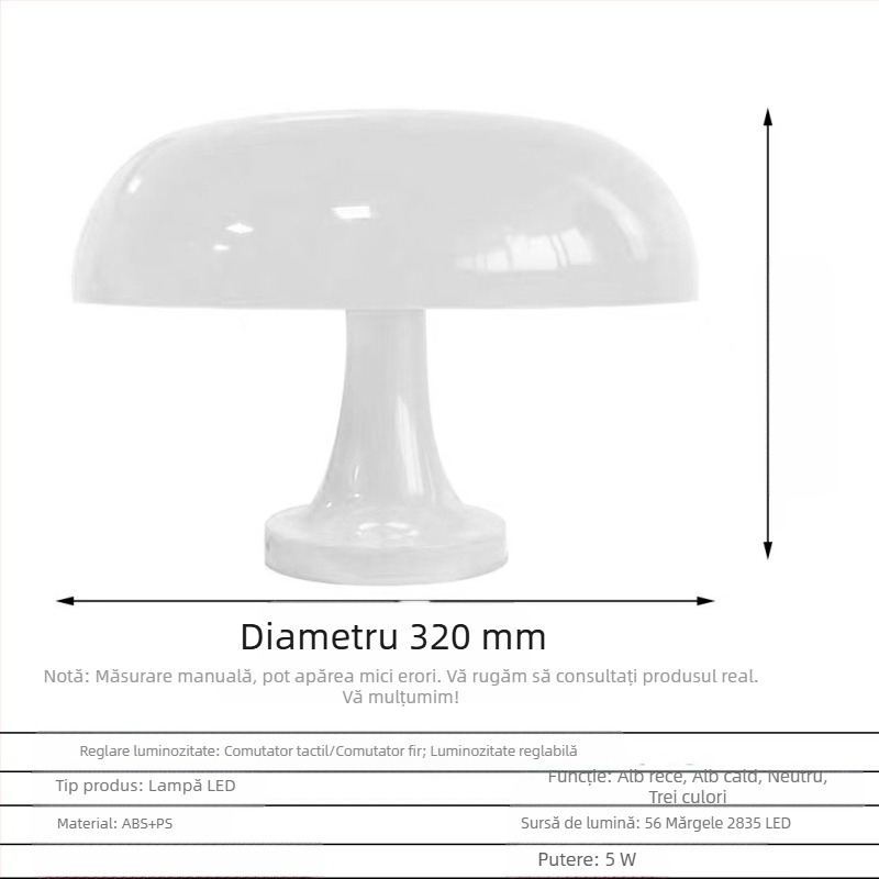 Lampă de masă creativă cu dublă utilizare, reîncărcabilă USB, cu explozii transfrontaliere, veghe de noapte daneză cu ciuperci, simplă pentru living, lampă Zhongshan