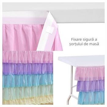 Fustă de masă dreptunghiulară din șifon, îngroșată, pentru nuntă, conferință pentru bebeluși, aranjament special, eveniment, șifon, decorare pentru petrecere, poliester