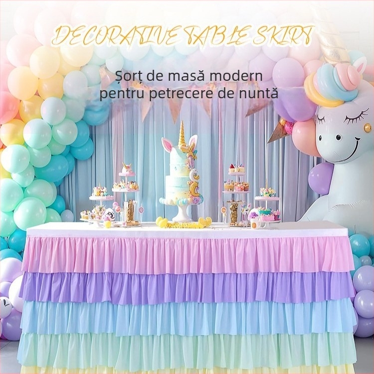 Fustă de masă dreptunghiulară din șifon, îngroșată, pentru nuntă, conferință pentru bebeluși, aranjament special, eveniment, șifon, decorare pentru petrecere, poliester