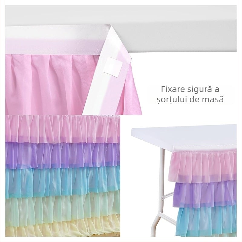 Fustă de masă dreptunghiulară din șifon, îngroșată, pentru nuntă, conferință pentru bebeluși, aranjament special, eveniment, șifon, decorare pentru petrecere, poliester