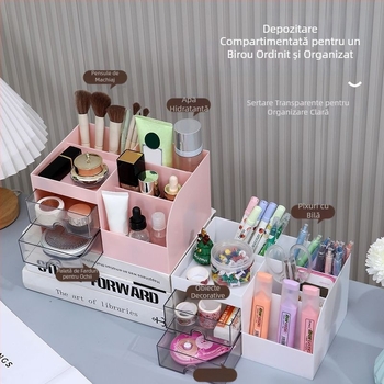 Sertar tip birou papetărie cutie de depozitare cosmetică Split organizator cutie mare capacitate multifuncțională student stilou Conner simplu