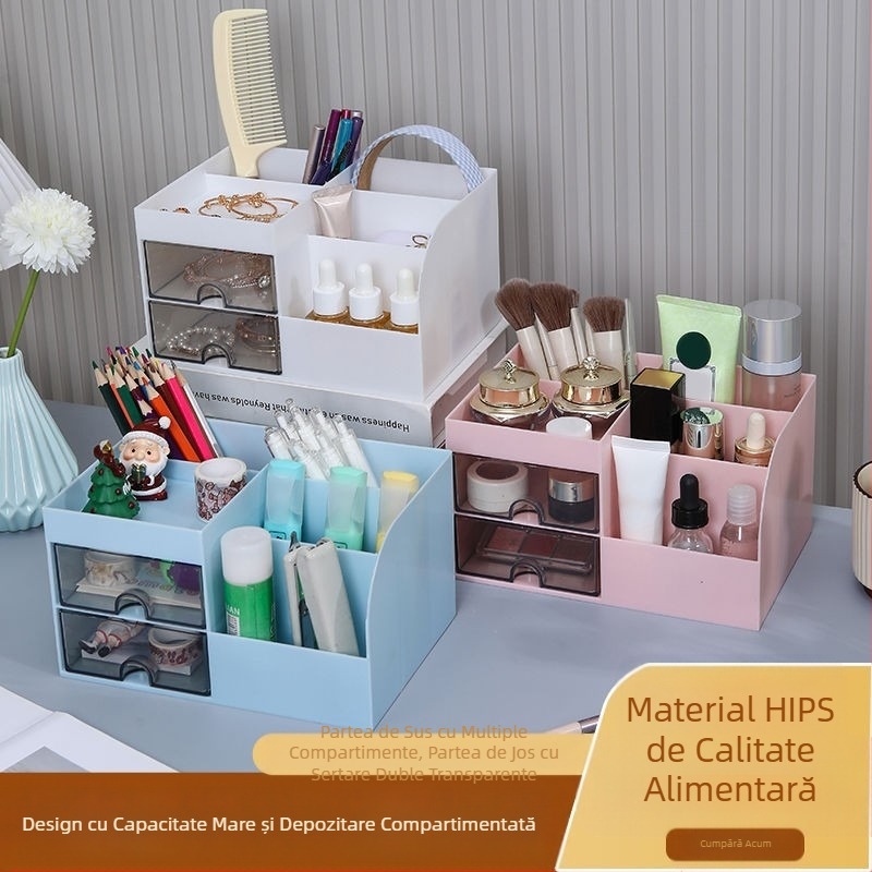 Sertar tip birou papetărie cutie de depozitare cosmetică Split organizator cutie mare capacitate multifuncțională student stilou Conner simplu