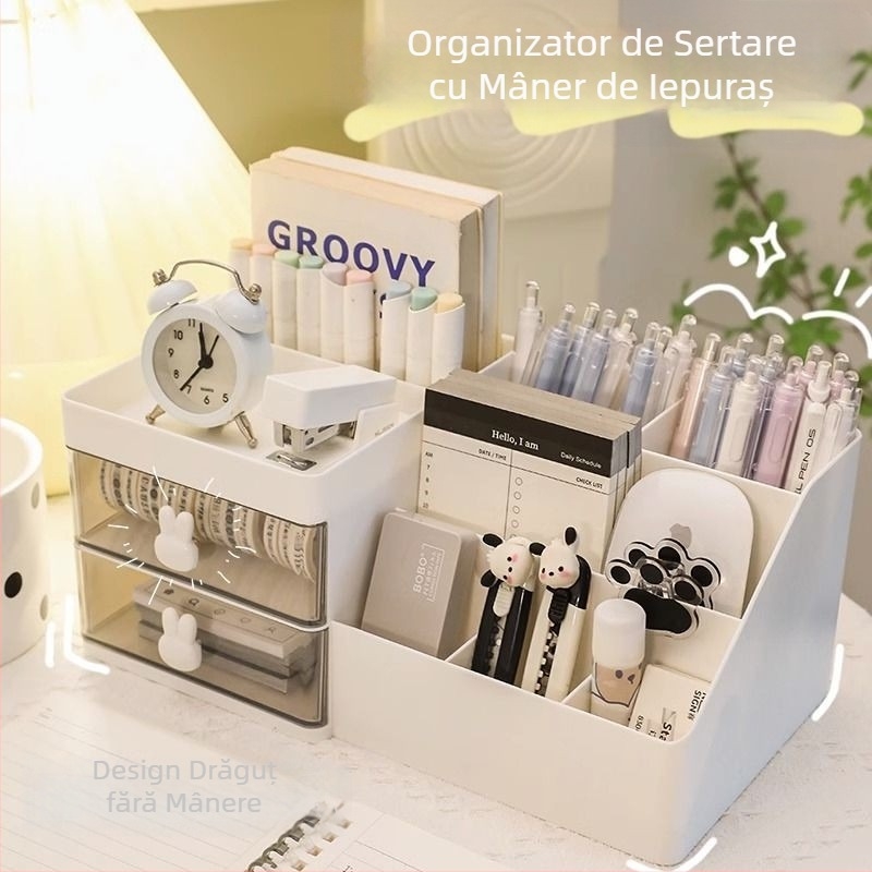 Sertar tip birou papetărie cutie de depozitare cosmetică Split organizator cutie mare capacitate multifuncțională student stilou Conner simplu