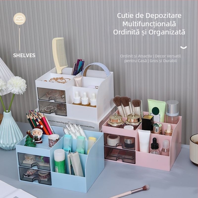 Sertar tip birou papetărie cutie de depozitare cosmetică Split organizator cutie mare capacitate multifuncțională student stilou Conner simplu