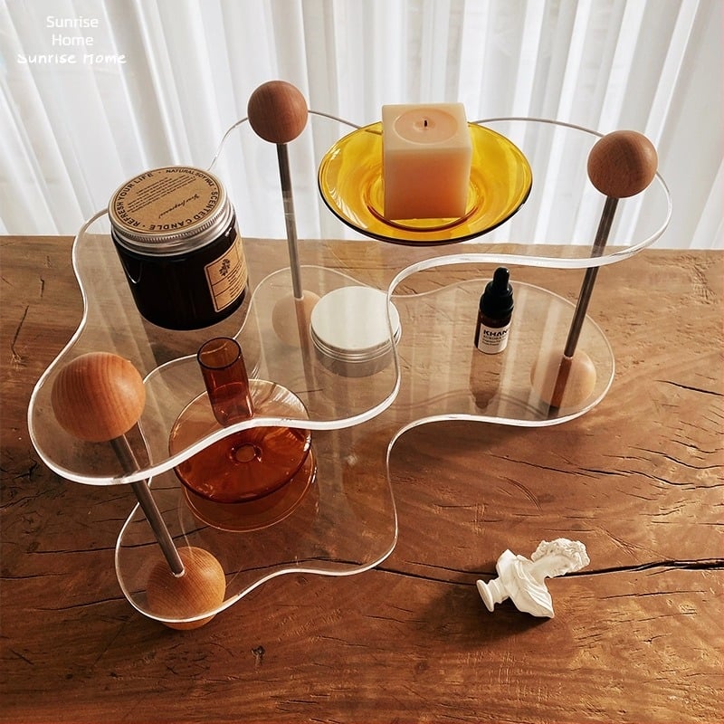 Vânzare directă acrilic cupă de apă parfum cosmetice rack depozitare desktop finisare aromaterapie lumânare tavă rack afișare