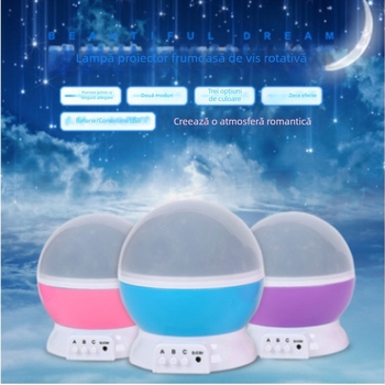 Lampă de proiecție pentru copii cu cer înstelat, atmosferă rotativă, lampă de veghe cu alimentare USB