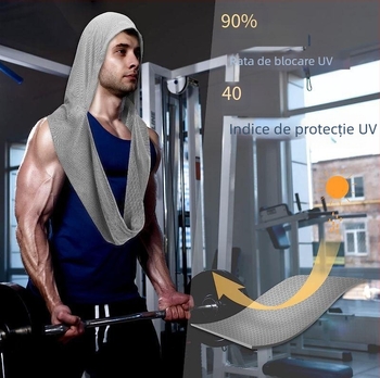Prosop de sport în formă de U, cu glugă rece, tip turban, pentru sală, plajă, camping, stil, protecție solară, uscare rapidă